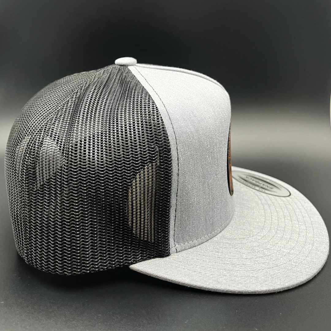 Hell on Hooves Leather Patch Hat | Unisex Heather Grey Snapback