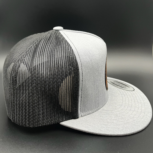 Hell on Hooves Leather Patch Hat | Unisex Heather Grey Snapback