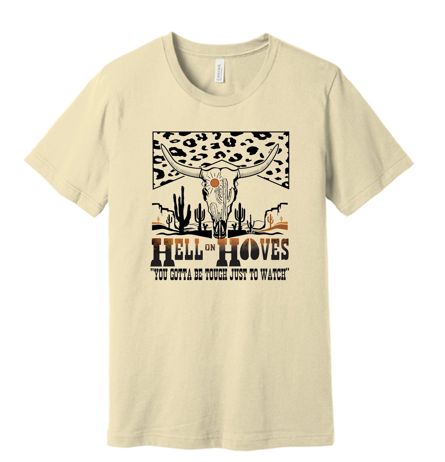 Hell on Hooves (Cream) Unisex Cheetah Print Tee