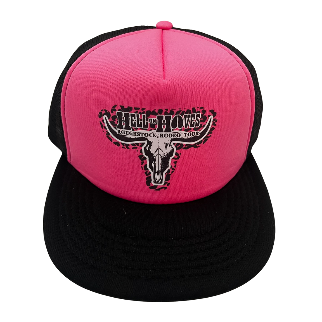 Hell on Hooves Pink & Black Foam Trucker Hat | Unisex Hot Pink Snapback