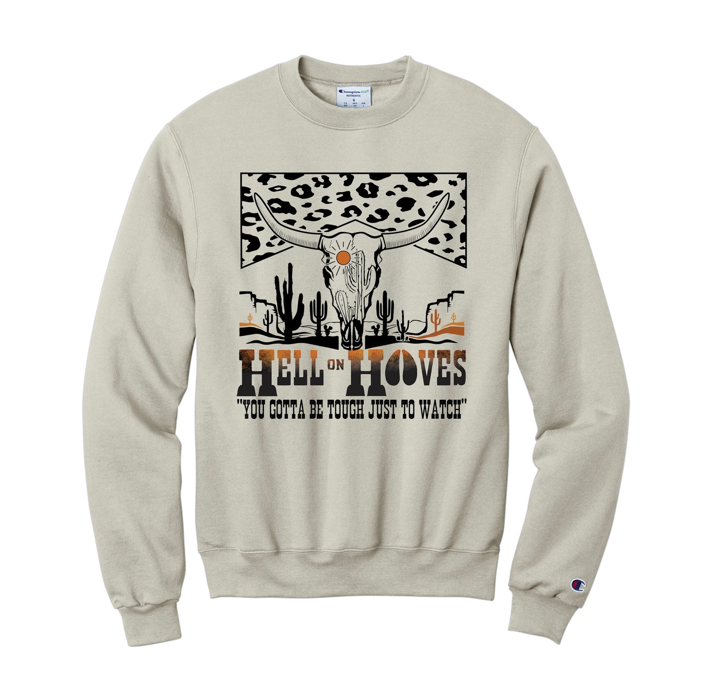 Hell on Hooves (Sand) Cheetah Print Unisex Crewneck Sweatshirt