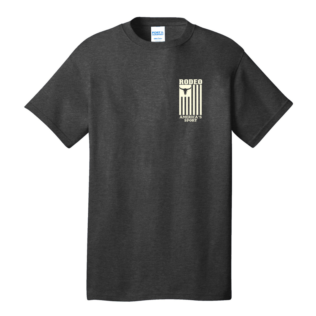 WWRG Flag Tee in black with cream front logo and full back flag design.