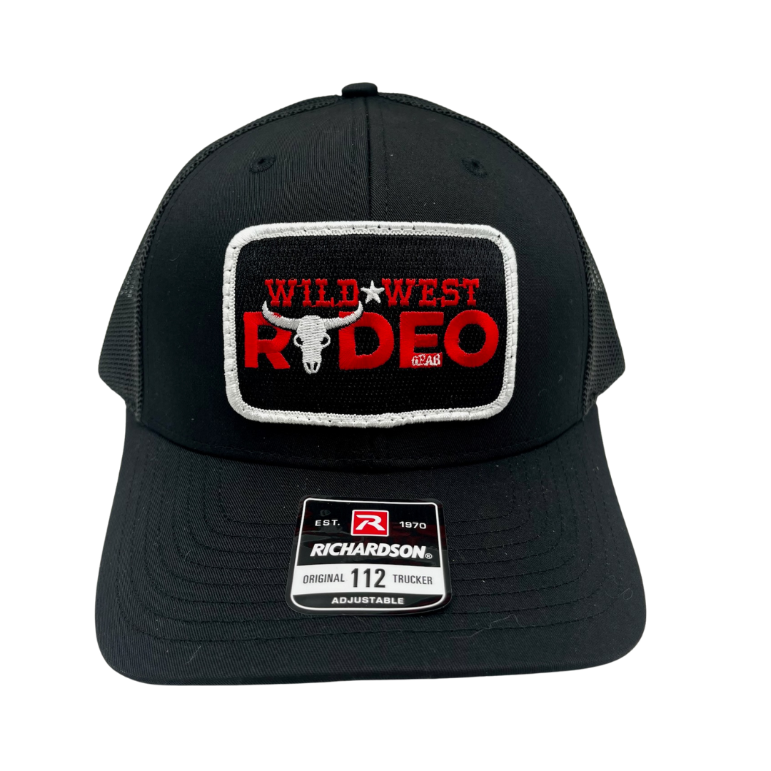 Black cap with 'Wild West Rodeo' logo and Richardson label on a white background