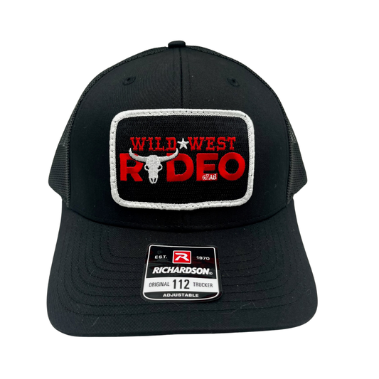 Black cap with 'Wild West Rodeo' logo and Richardson label on a white background